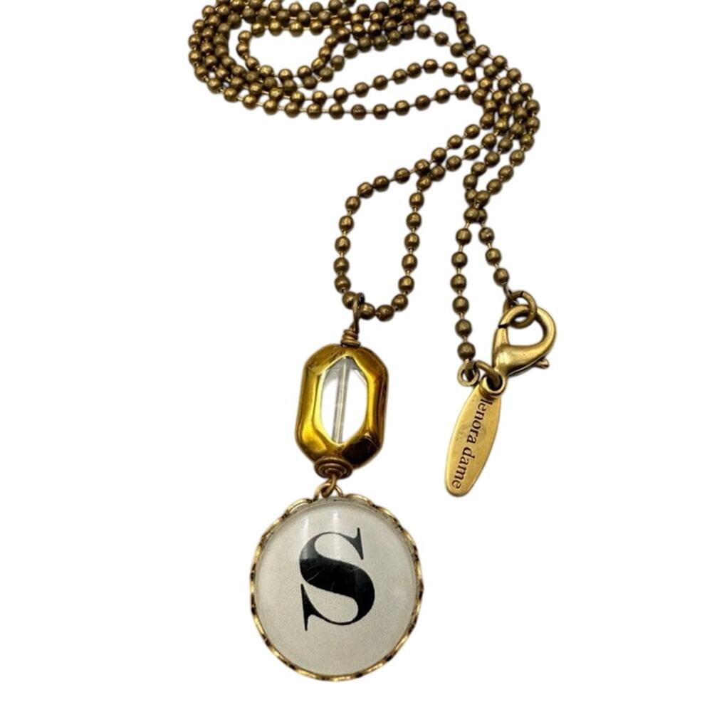 Lenora Dame Lens Alphabet Pendant Initial S Long‎ Necklace